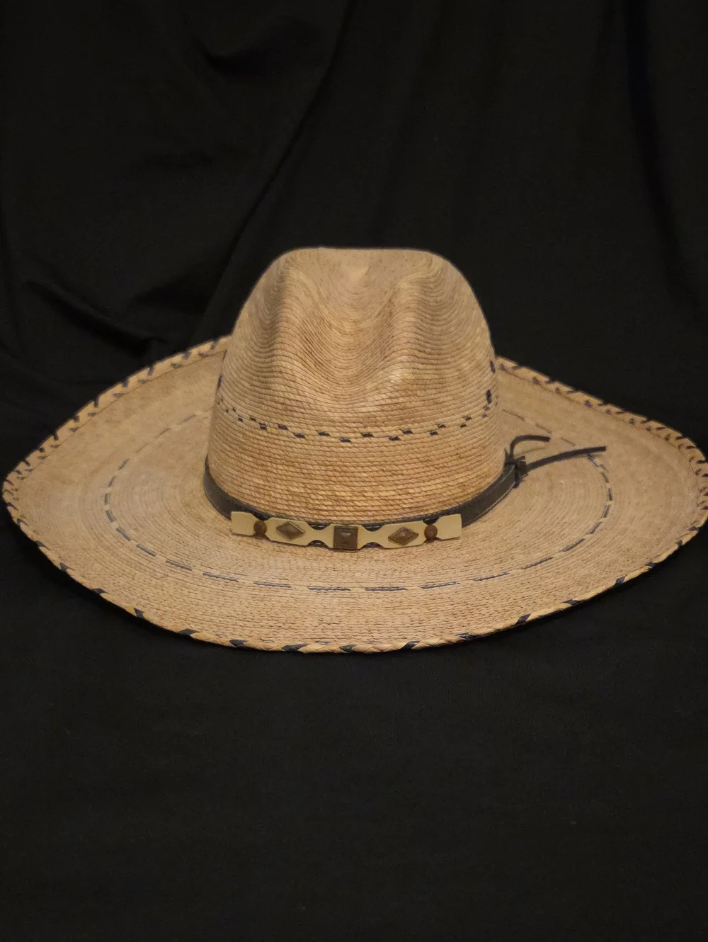 100% Palm  Hat with Decorative Band From Mexico.